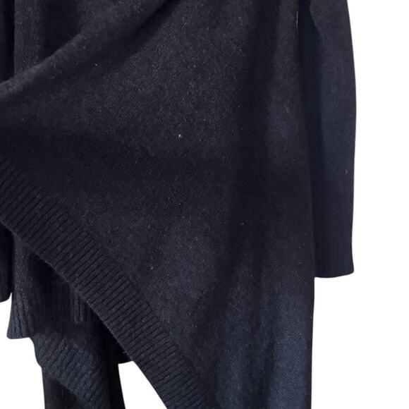 H&M Dark Green Open-Front Cardigan Waterfall Hem Knit Fabric Long Sleeves - Picture 4 of 4